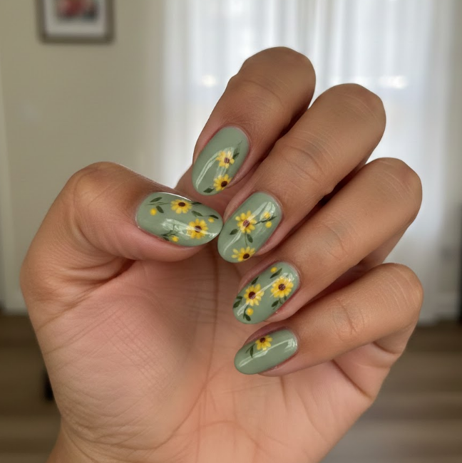 green and yellow nails