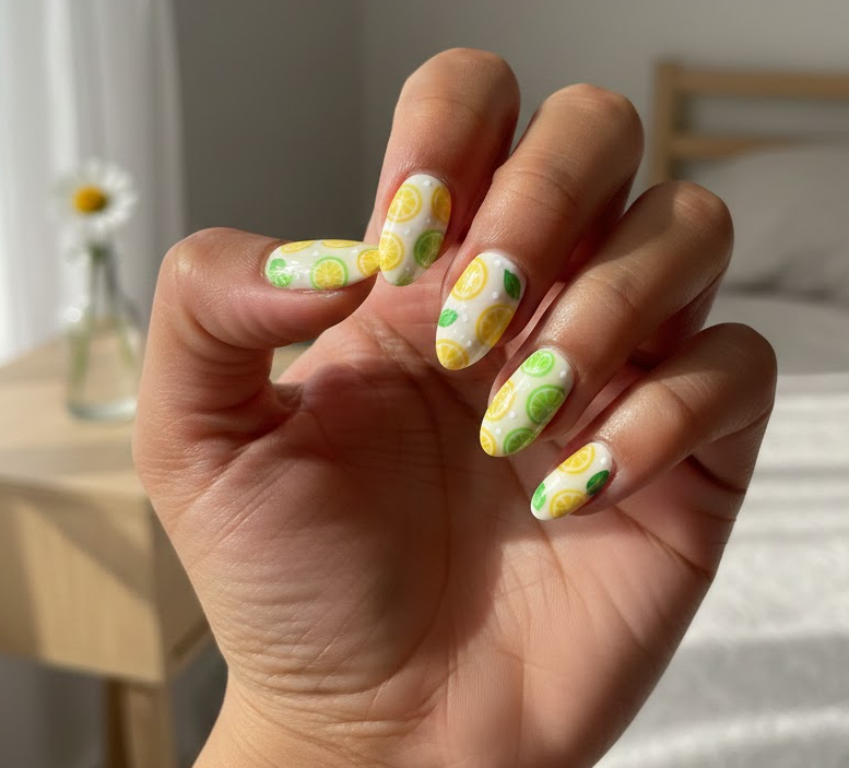 green and yellow nails