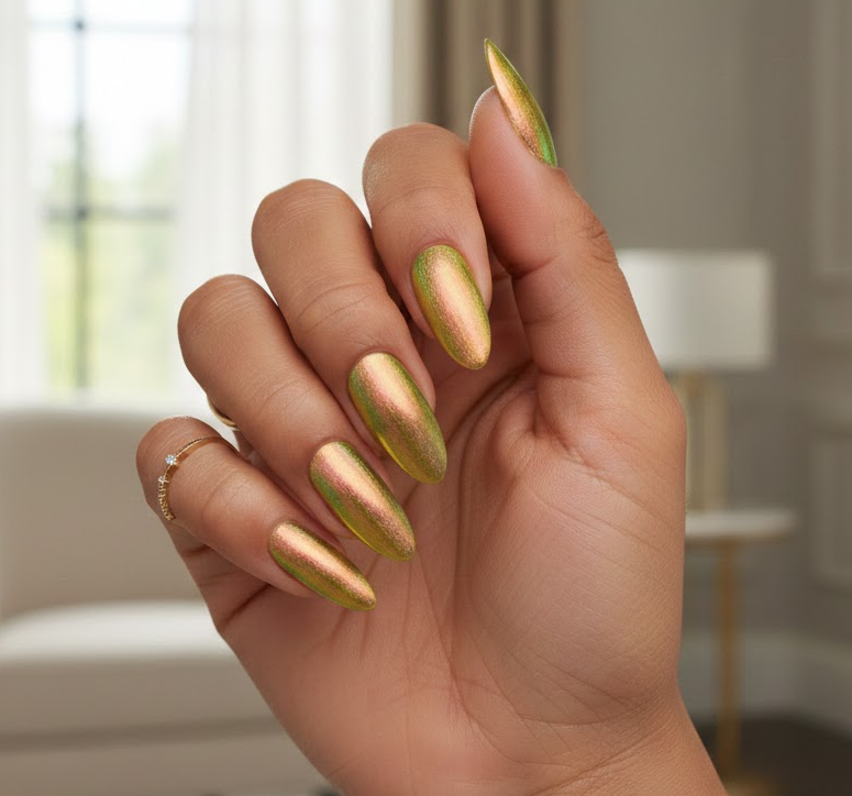 green and yellow nails