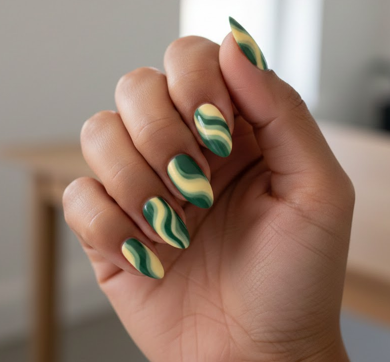 green and yellow nails