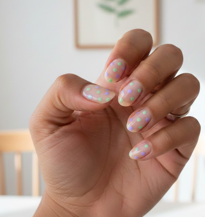 green and purple nails