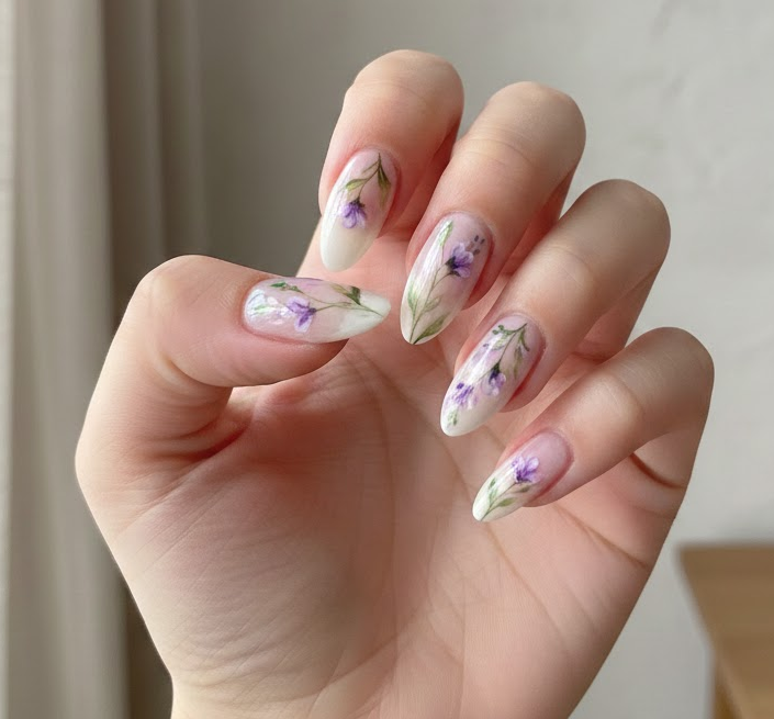 green and purple nails