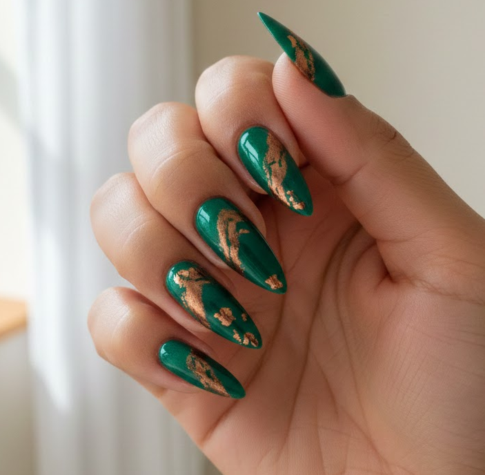 green and brown nails