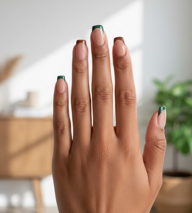 green and brown nails