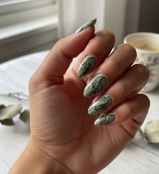 green and brown nails