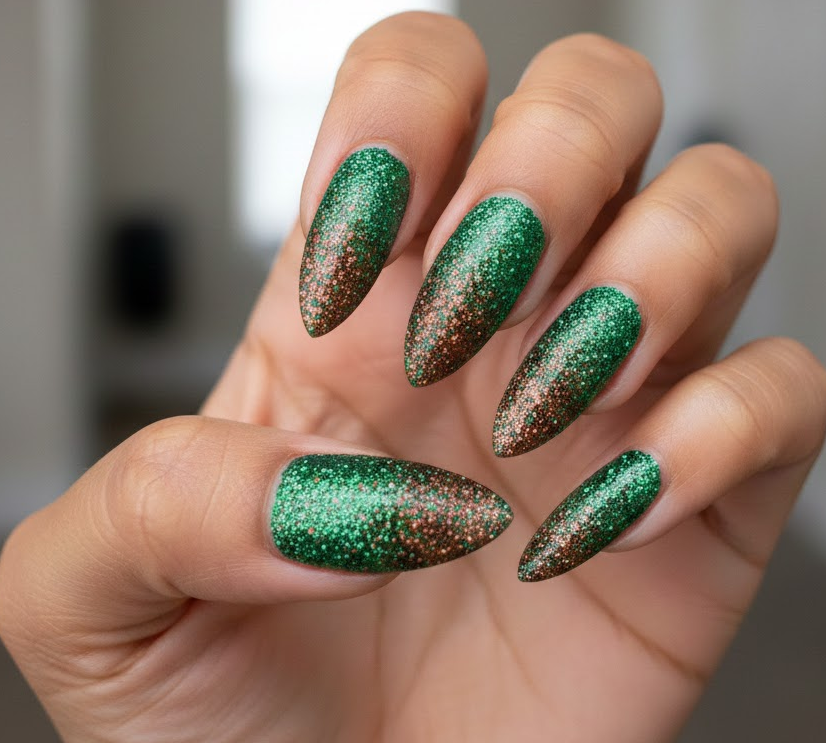 green and brown nails