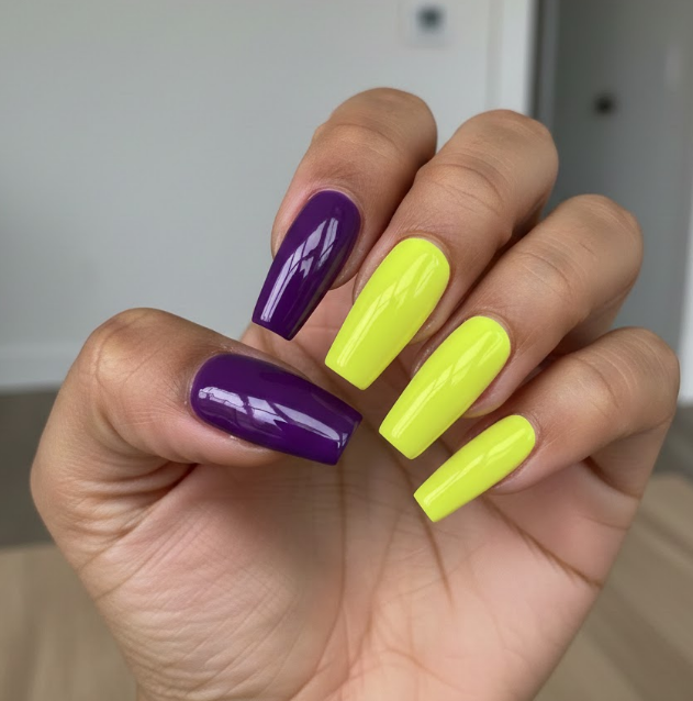 purple and yellow nails
