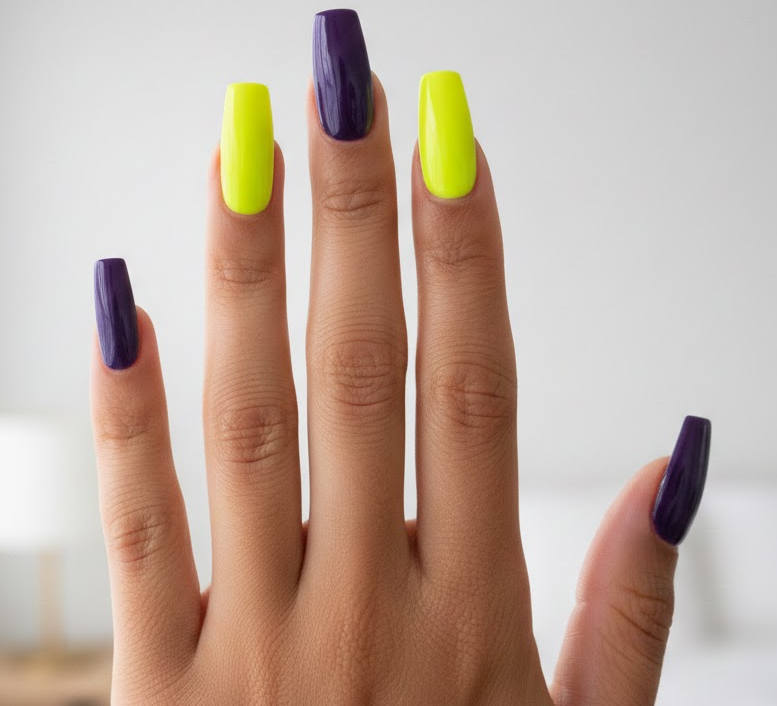 purple and yellow nails