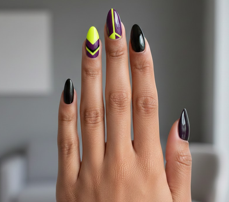 purple and yellow nails
