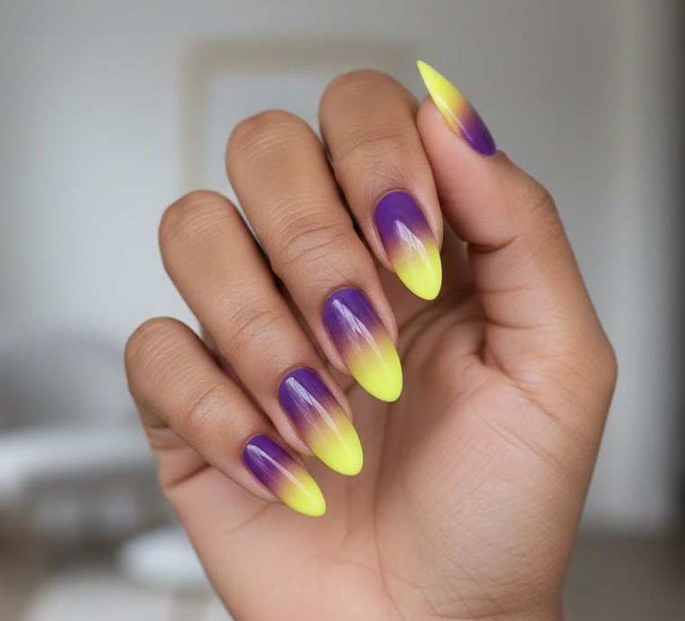 purple and yellow nails