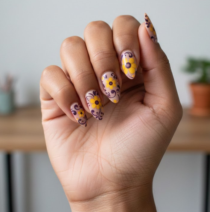 purple and yellow nails