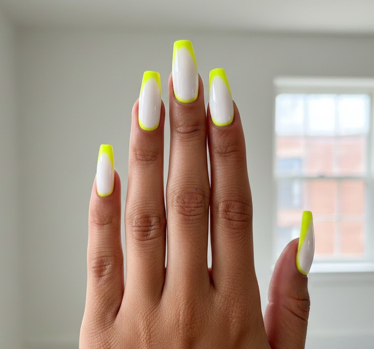 yellow and white nails
