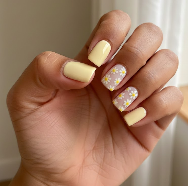 yellow and white nails