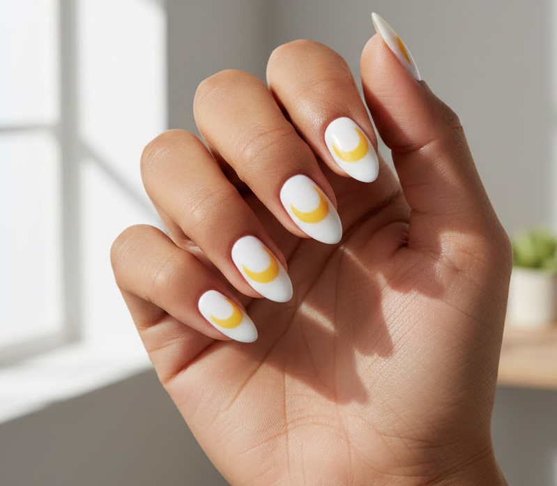 yellow and white nails