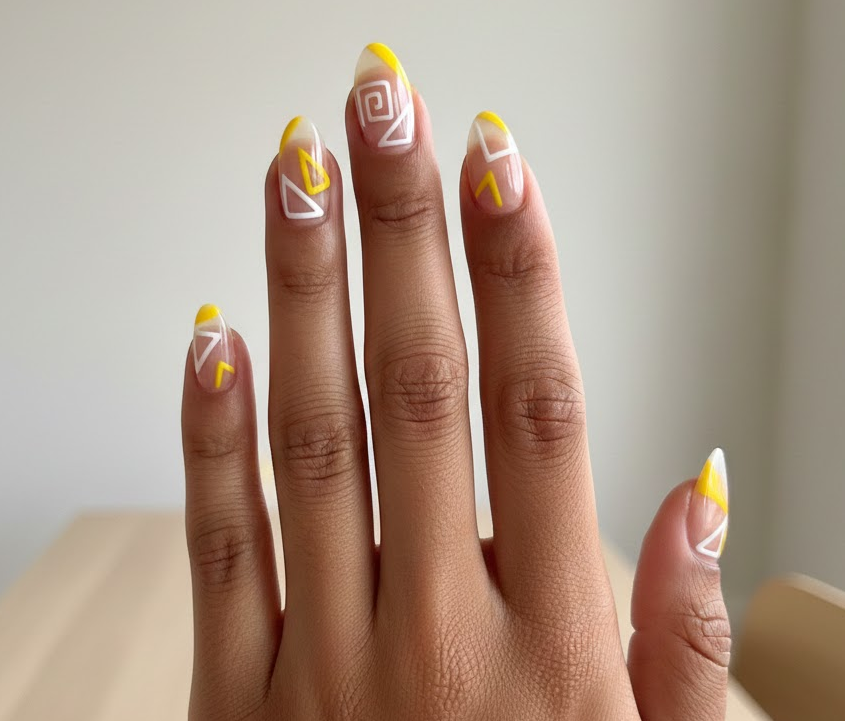 yellow and white nails