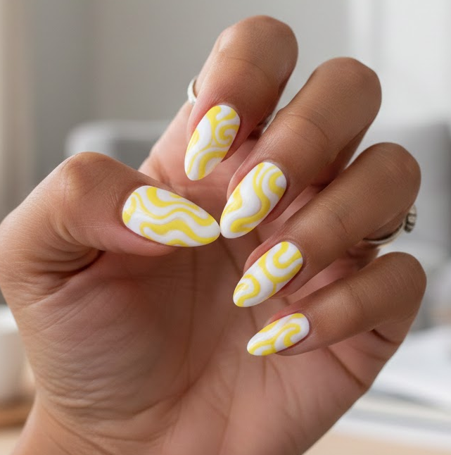 yellow and white nails