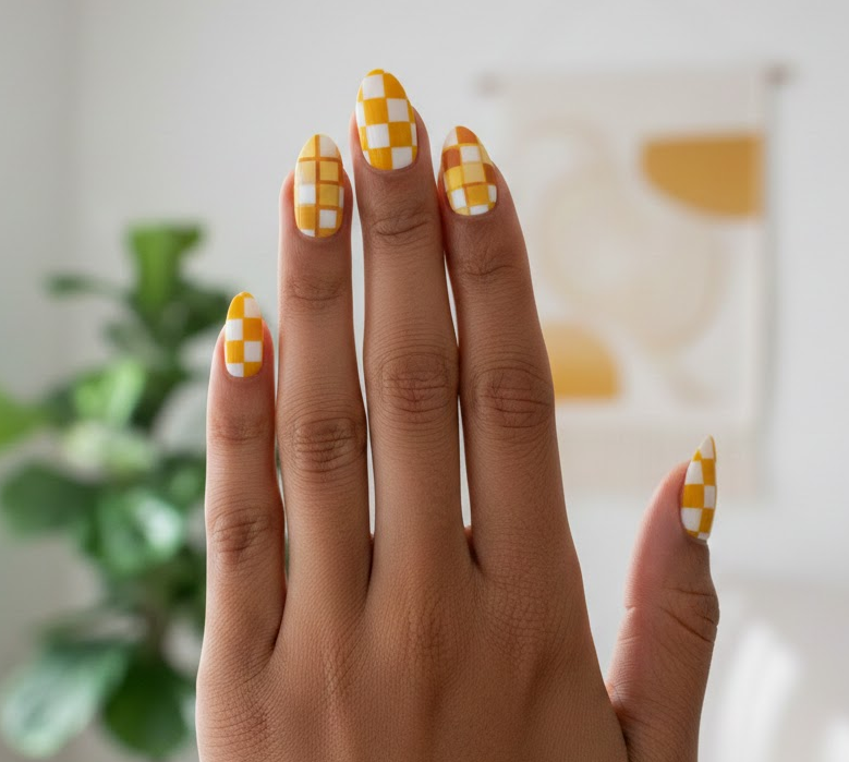 yellow and white nails