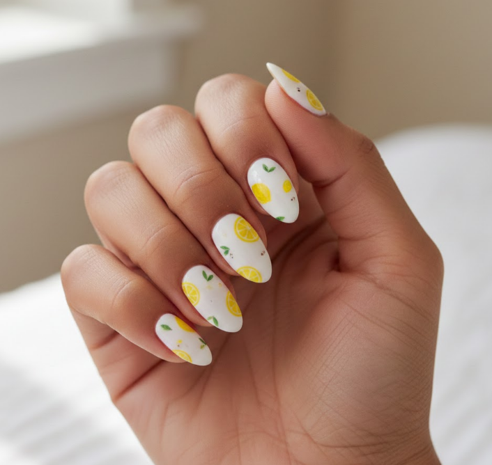 yellow and white nails