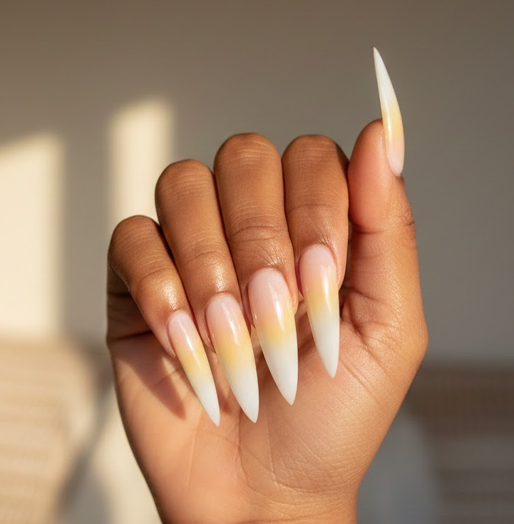 yellow and white nails