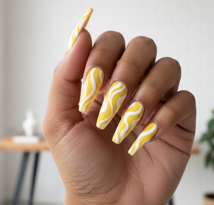 yellow and white nails