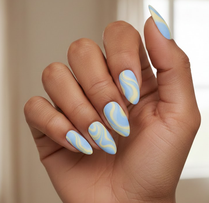yellow and blue nails