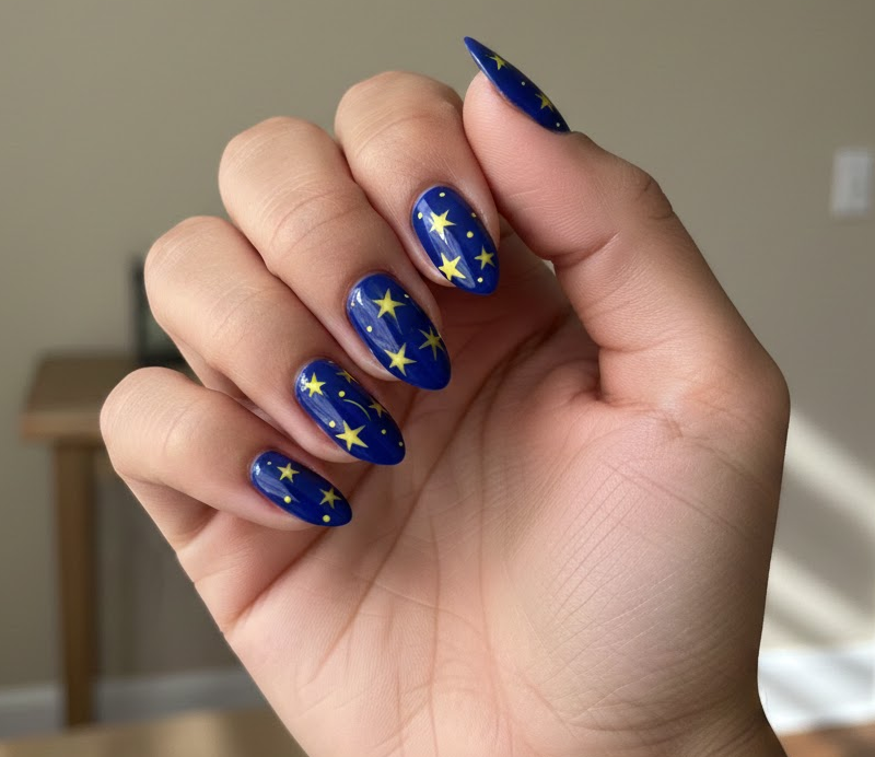 yellow and blue nails