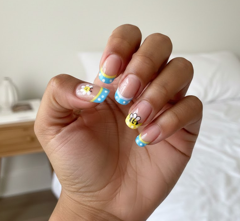 yellow and blue nails
