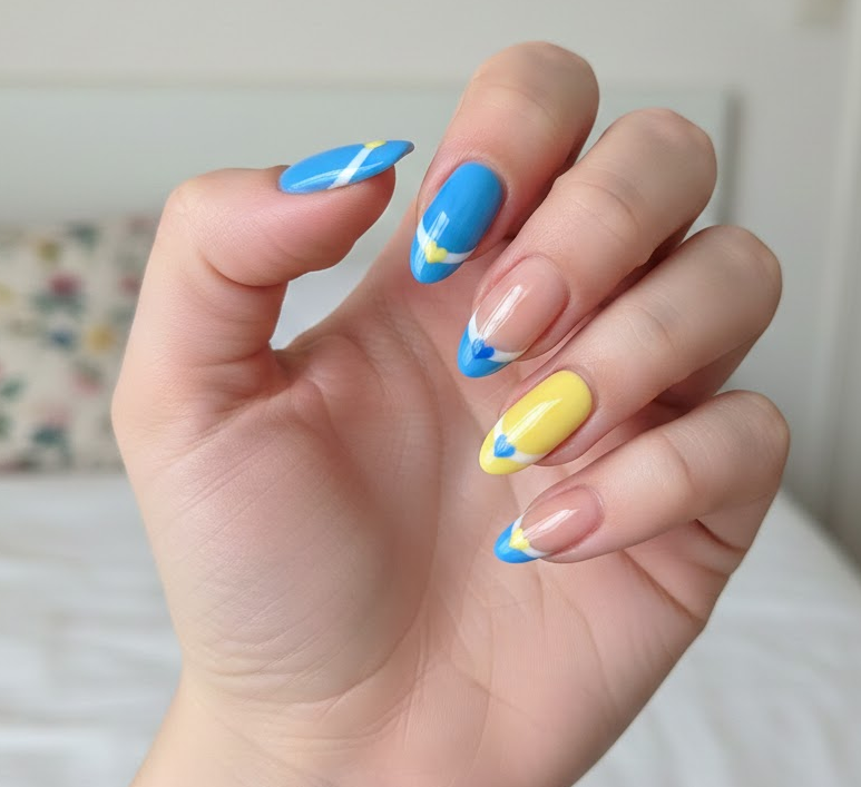 yellow and blue nails