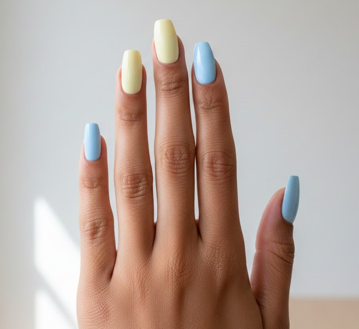 yellow and blue nails
