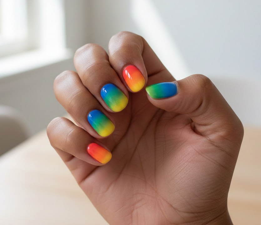 yellow and blue nails