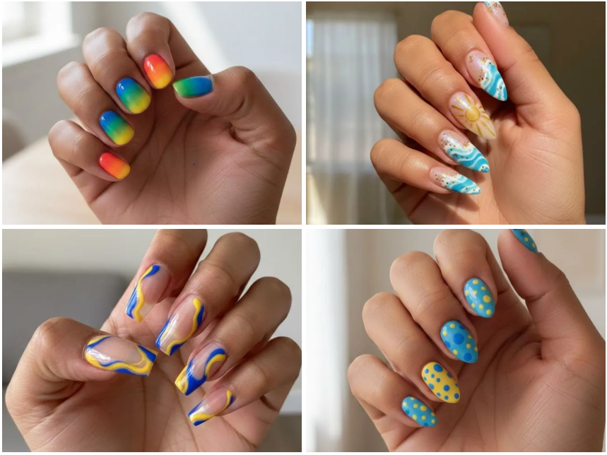 15 Chic Yellow And Blue Nail Trends You Need to Try Now