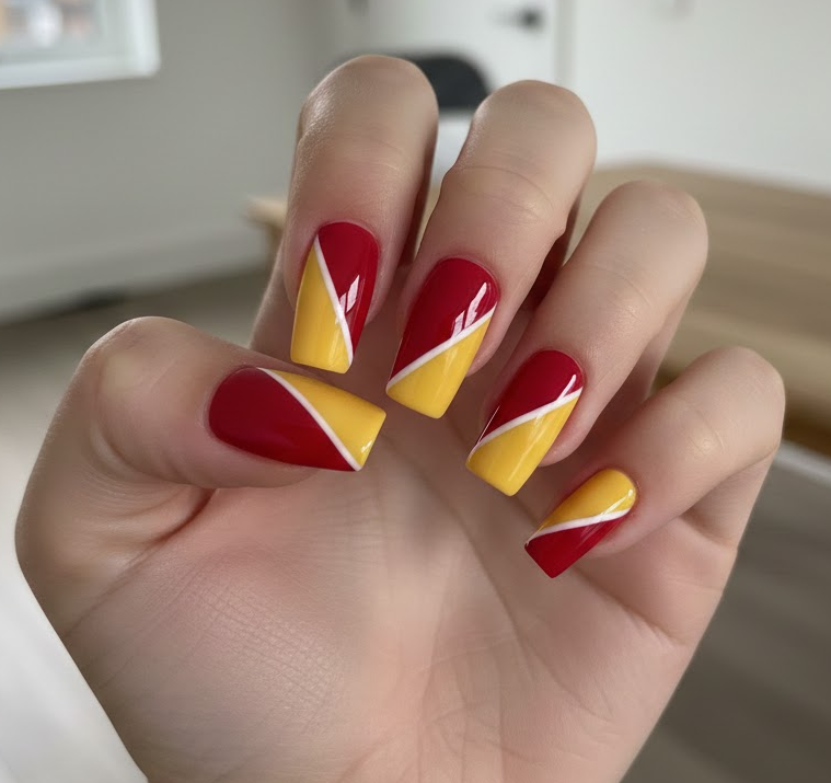 yellow and red nails