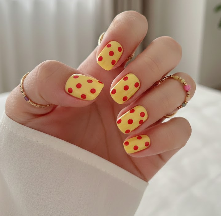 yellow and red nails