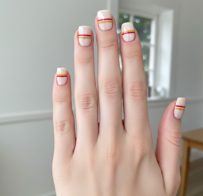 yellow and red nails