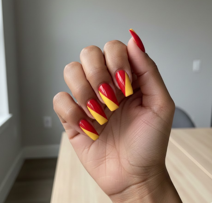 yellow and red nails