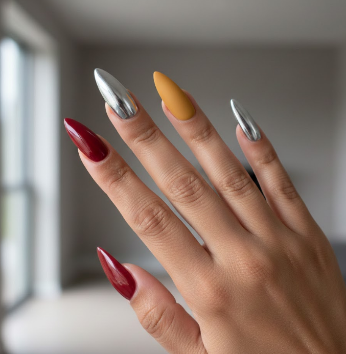 yellow and red nails