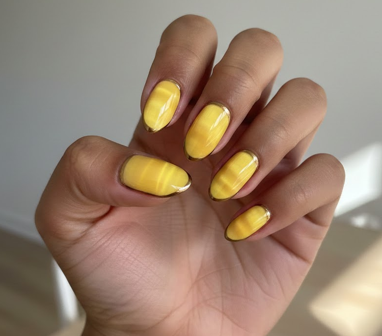 yellow and gold nails