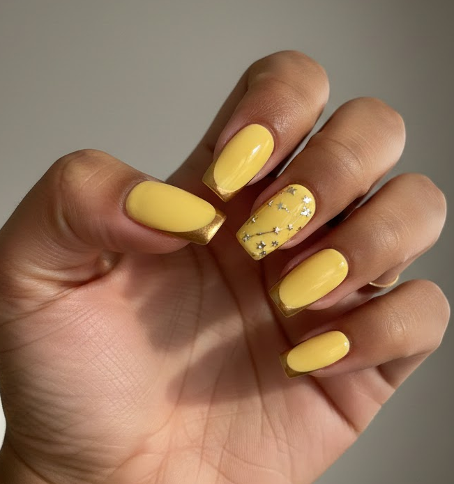 yellow and gold nails