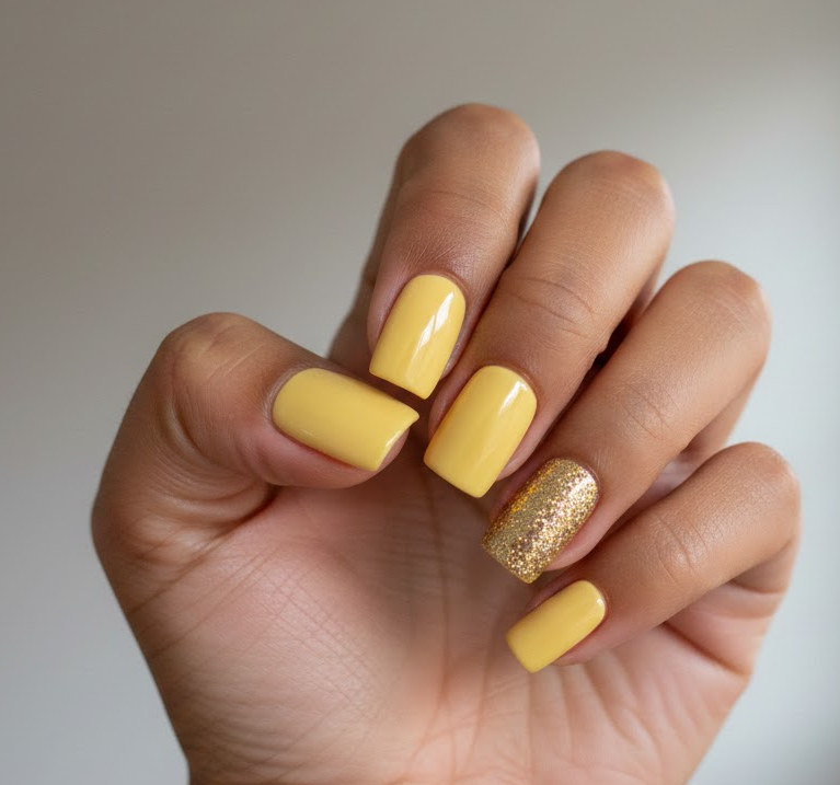 yellow and gold nails