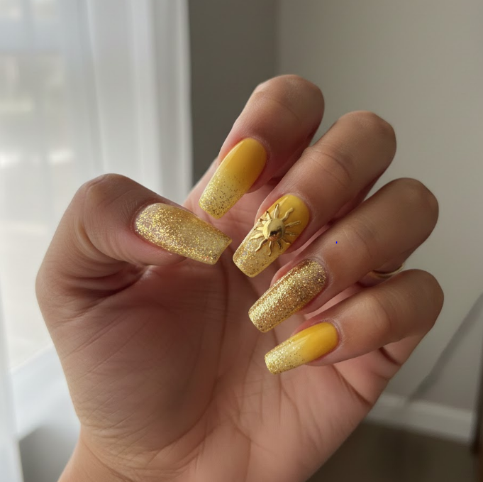 yellow and gold nails
