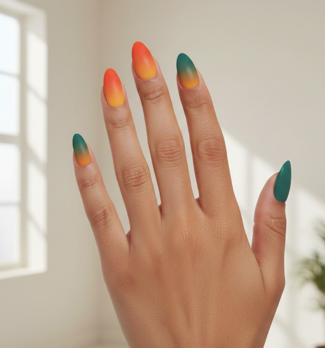 orange and green nails