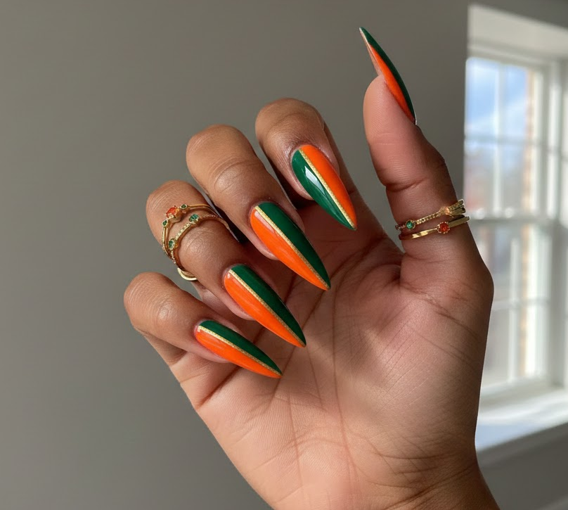 orange and green nails