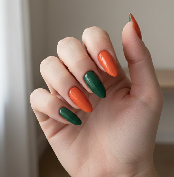 orange and green nails