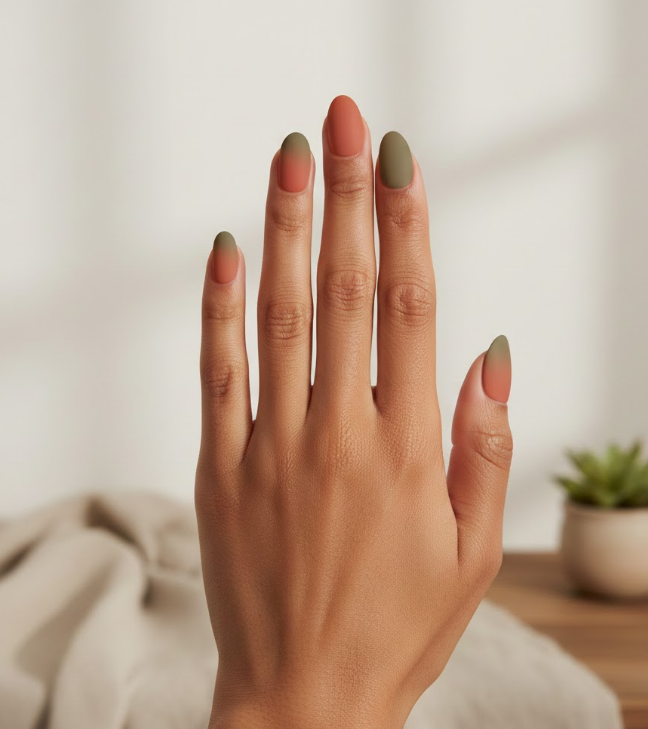 orange and green nails