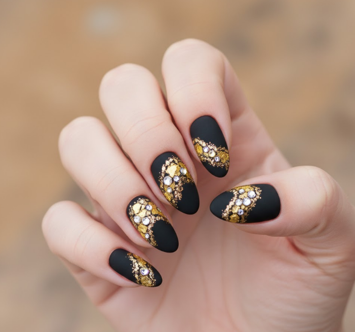 yellow glitter nails