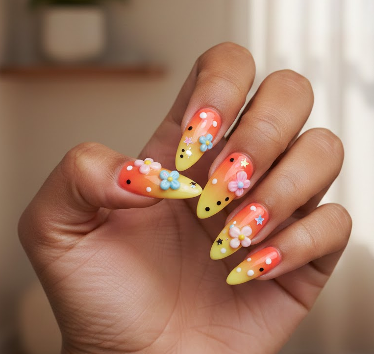 orange and yellow nails