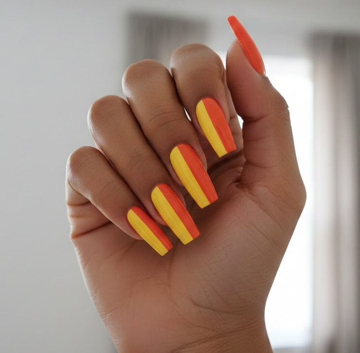 orange and yellow nails