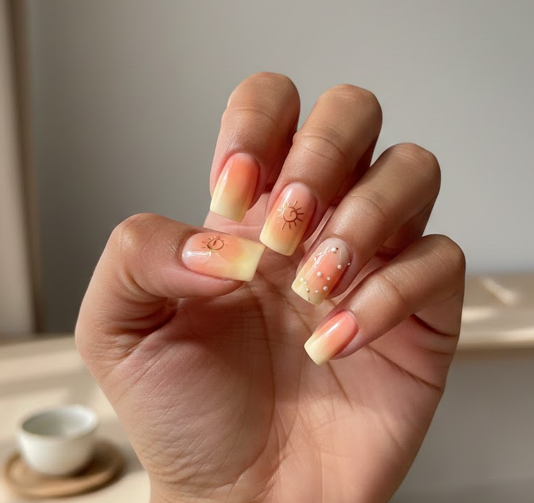 orange and yellow nails