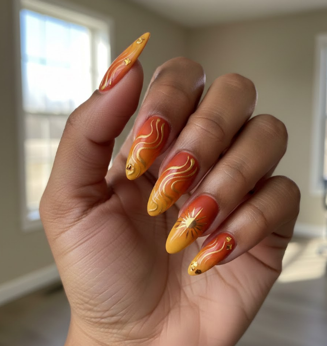 orange and yellow nails