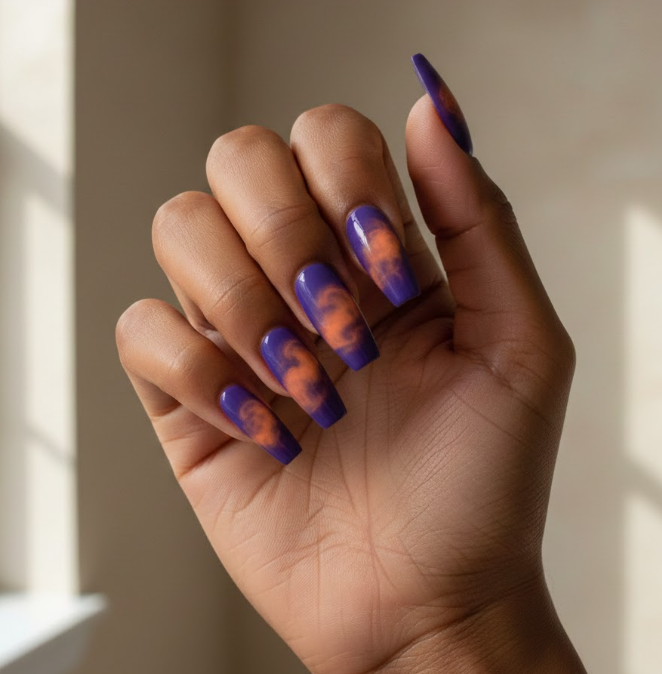 orange and purple nails